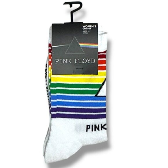 Pink Floyd Womens Crew Socks Rainbow Striped One Size NEW - Picture 3 of 16
